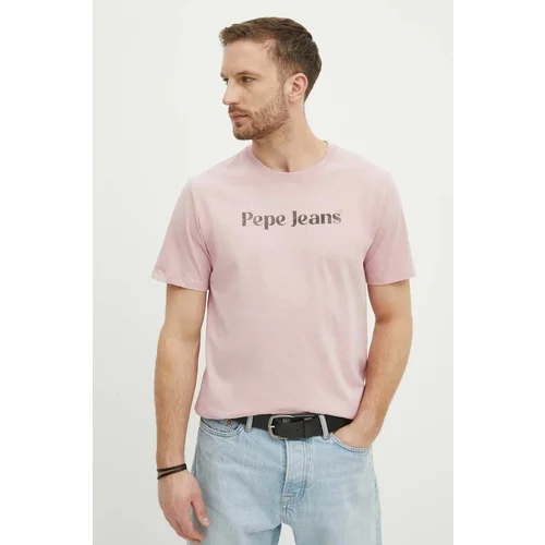 PepeJeans Bombažna kratka majica CLIFTON moška, roza barva, PM509374