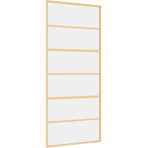 vidaXL Klizna vrata zlatna 90 x 205 cm prozirno staklo ESG i aluminij - Zlatno 90 x 205 cm 1 5 vodoravnih &scaron;ipki Cijene