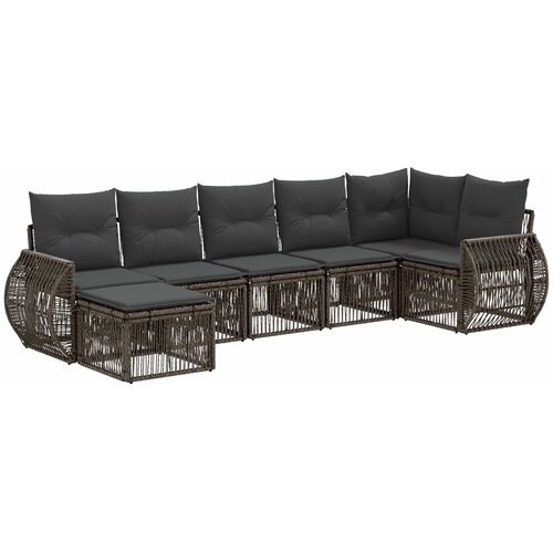  Sjedeća garnitura za vrt 7 kom. Siva i tamno siva poliratan 70 x 62 x 70 cm Slike