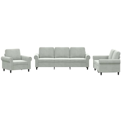 Maison Chic Sedežna garnitura - kavč 3-delna z blazinami svetlo siv žamet, (21728731) Cene