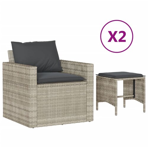 Maison Chic Seti vrtnega pohi&amp;scaron;tva - Vrtna garnitura - Vrtni pohi&amp;scaron;tvo set 4-delna z blazinami siv poli ratan, (21796097) Slike