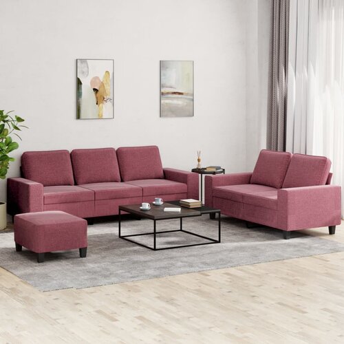  3-dijelni set sofa crvena boja vina od tkanine Cene