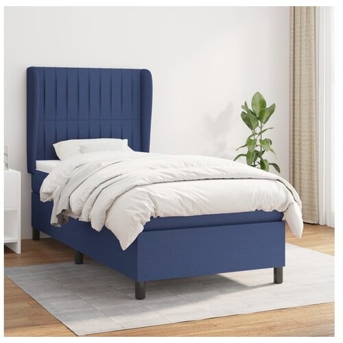 vidaXL Box spring postelja z vzmetnico modra 100x200 cm blag Cene