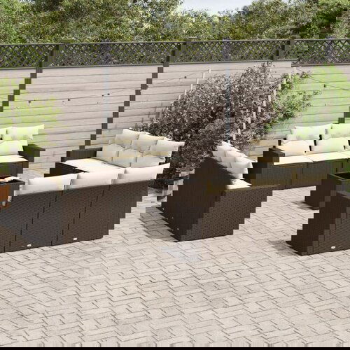 VidaXL 13-dijelni set vrtnih sofa s jastucima smeđi od poliratana Slike