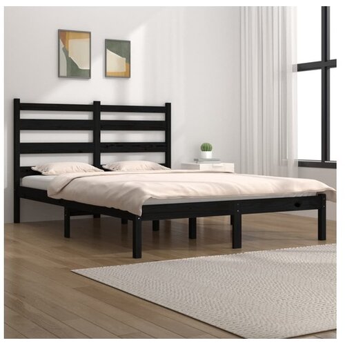  Okvir Za krevet od masivne borovine crni 200 x 200 cm Cene