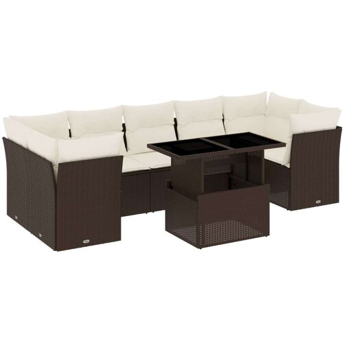 VidaXL 8-dijelni set vrtnih sofa s jastucima smeđi od poliratana Slike
