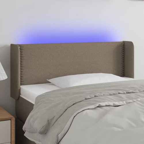 vidaXL LED posteljno vzglavje taupe 93x16x78/88 cm blago