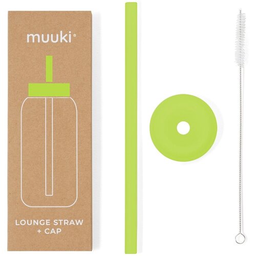 Muuki Silikonska slamka sa četkom za či&amp;scaron;ćenje/s poklopcem Electric Lime &amp;ndash; Slike
