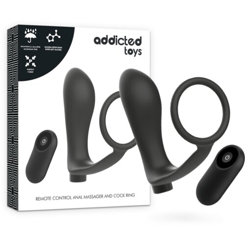 Addicted Toys PENIS RING WITH REMOTE CONTROL ANAL PLUG BLACK RECHARGEABLE Cene