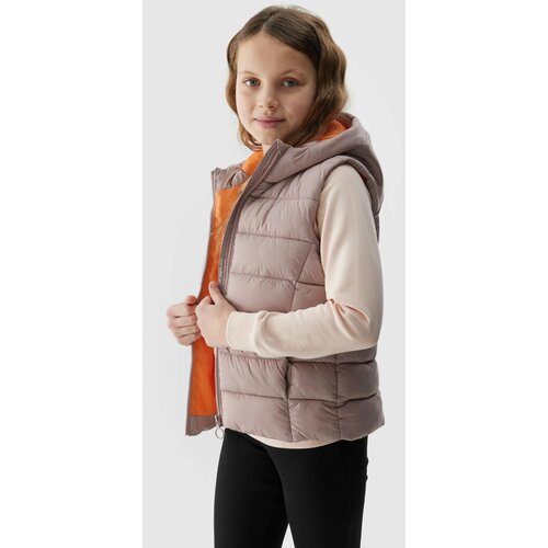 4f girls' down vest with synthetic down filling - beige Cene