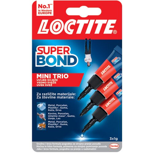  Ljepilo trenutačno 1g pk3 loctite super bond mini trio henkel 2733331 blister Slike