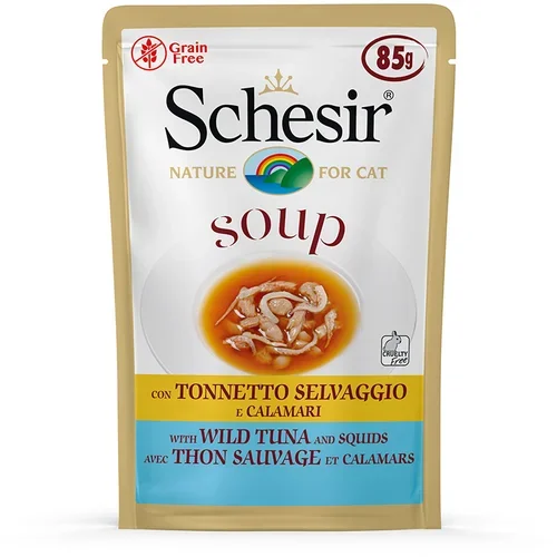 Schesir Cat Soup 24 x 85 g - Divja tuna & sipa