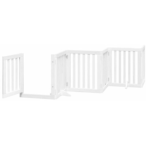  Vrata za pse s vrata&amp;scaron;cima 9 panela sklopiva 450 cm drvo topole Bijela 50 x 60 x 2 cm Slike