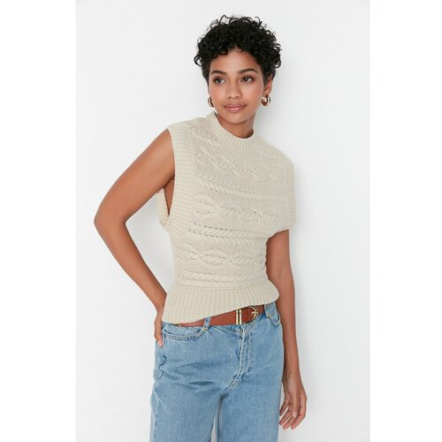 Trendyol Stone Knitted Detailed Knitwear Sweater Slike