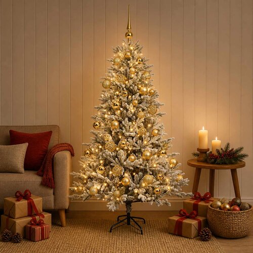  Umjetno božićno drvce s kuglicama 150 cm 150 LED lampica Slike