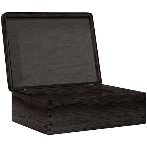 VidaXL Drvena kutija s poklopcem crna 40x30x13 cm puno drvo bor Slike