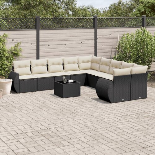 vidaXL 11-dijelni set vrtnih sofa od poliratana s jastucima crni Cijene