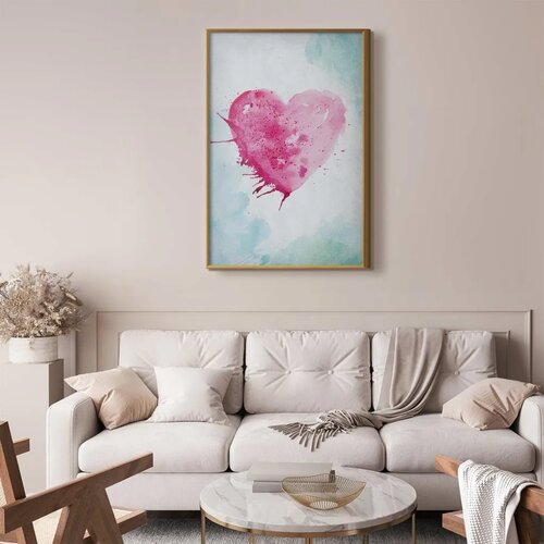  Plakat - Watercolor Heart 29.7x42 Zlatni okvir Cene