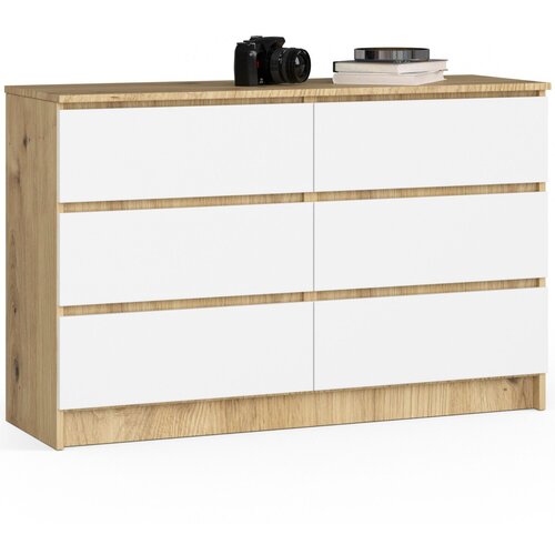 AKORD KOMODA K120 6SZ CLP OAK ARTISAN / WHITE, (21703005) Cene