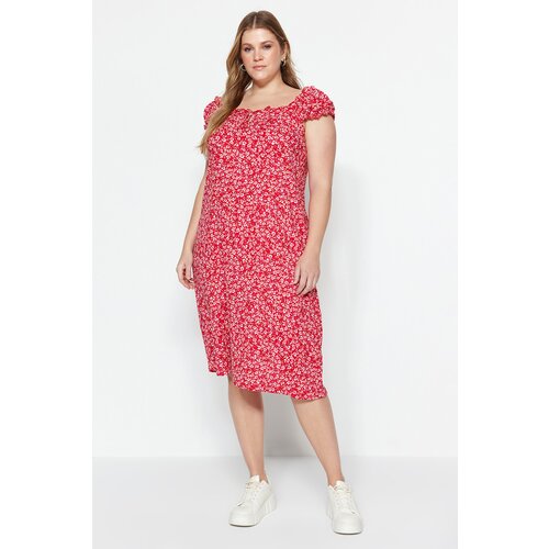 Trendyol Curve Plus Size Dress - Red - A-line Slike