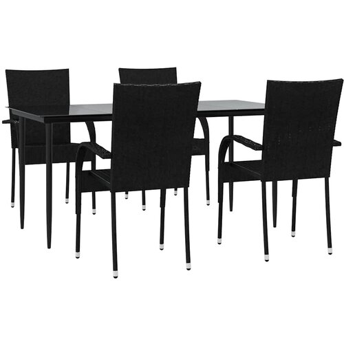  5-dijelni vrtni blagovaonski set od poliratana crni Crna Dužina stola 160 cm Slike