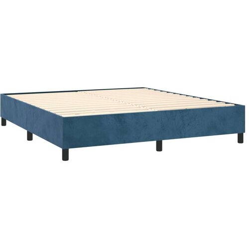 vidaXL Krevet box spring s madracem LED tamnoplavi 160x200 cm baršun Cene