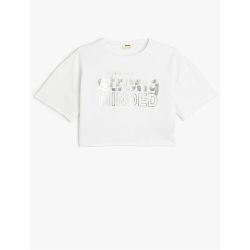 Koton Crop Oversize T-Shirt Printed Short Sleeve Crew Neck Cotton Slike