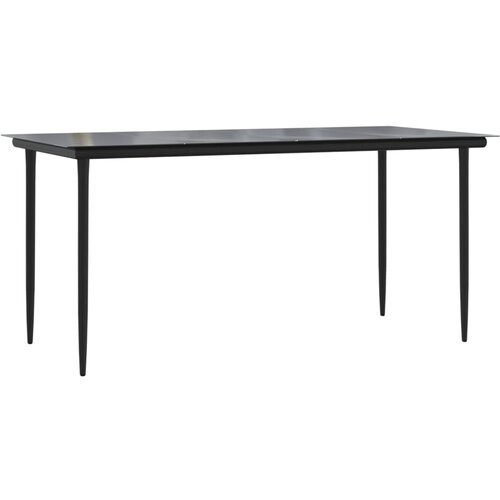 VidaXL Vrtna jedilna miza črna 160x80x74 cm jeklo in kaljeno steklo, (20665815) Slike