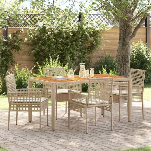 vidaXL set od 5 komada za vrtno obedovanje s jastučićima bež poli ratana Cijene