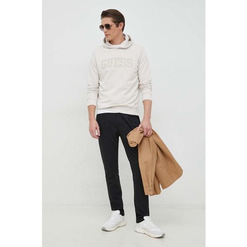 Guess Bluza mo&amp;scaron;ka, bež barva, s kapuco Slike