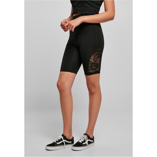 UC Curvy Women&amp;#039;s High Waist Cycling Shorts with Lace Insert Black Slike