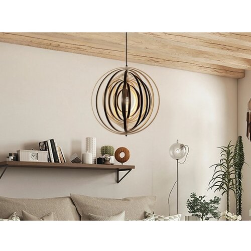  Drveni viseći luster na sajli 1xE27/60W/230V prečnik 50 cm masiv/furnir/kaučukovo drvo Slike