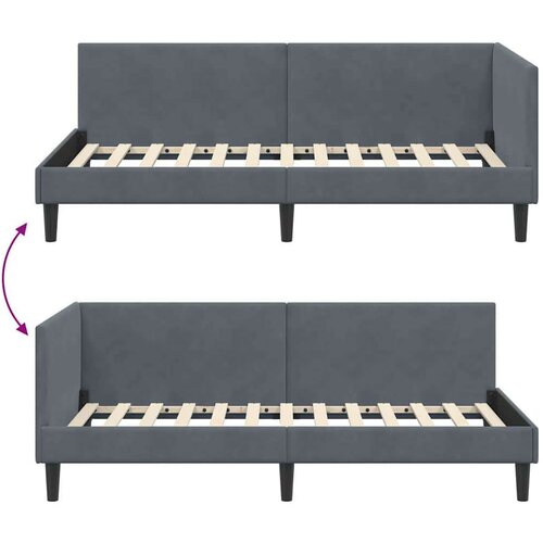 VidaXL Kutni okvir kreveta Ostalo s uzglavljem Tamno siva 90 x 190 cm Slike