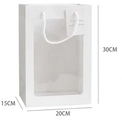 INF 10-delni komplet belih darilnih vrečk z okencem - 30x20x15 cm, (5000158627) Cene