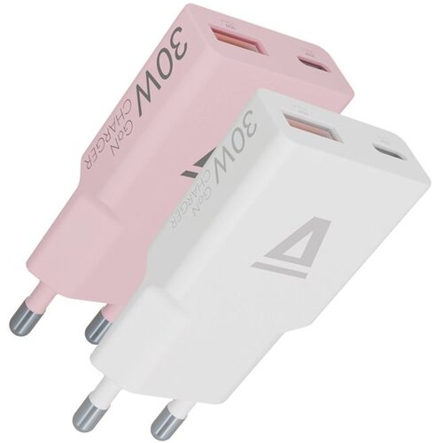 Avax Punjač CH6412 2X / USB-C + USB-A / 30W / 1.5 m / White + Pink Slike