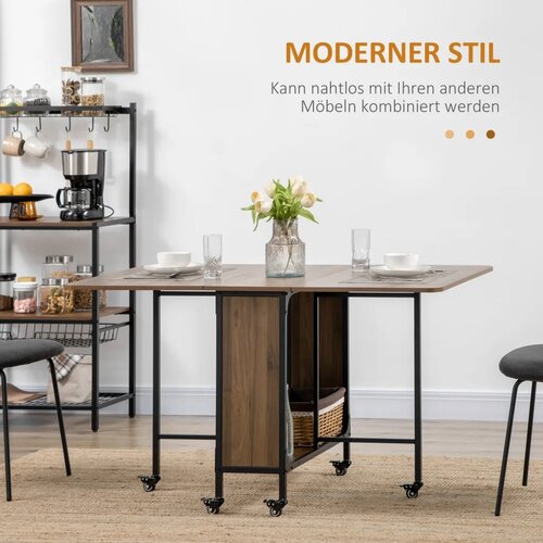  Mobilni sklopivi stol 2 sklopive povr&amp;scaron;ine 130 cm x 80 cm x 74 cm smeđi Slike