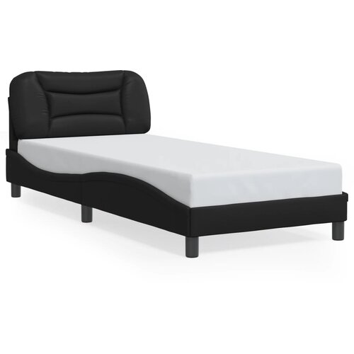Maison Chic Posteljni okvir - Enojna postelja - Postelja za odrasle z vzglavjem črn 80x200 cm umetno usnje-J9406, (21772077) Slike