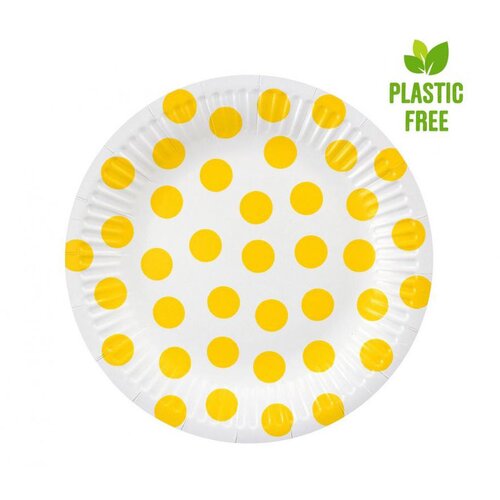  Tanjuri papirnati Dots 18cm 6kom - Žuta Slike