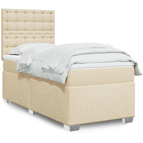 vidaXL Box spring postelja z vzmetnico krem 90x200 cm blago Cene