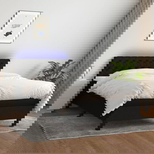 The Living Store Box spring postelja z vzmetnico LED črna 90x200 cm blago - Box Spring Postelja, (21518611) Slike
