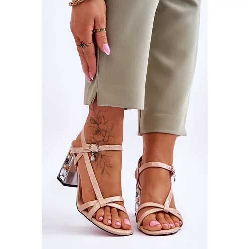 Kesi Lacquered heeled sandals D&A CR-232 Beige