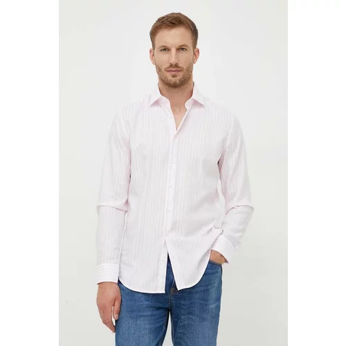 Seidensticker Pamučna košulja za muškarce, boja: ružičasta, slim, s klasičnim ovratnikom