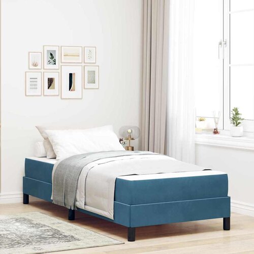 vidaXL Postelja boxspring z vzmetnico Temno modra 90 x 190 cm Žamet Cene