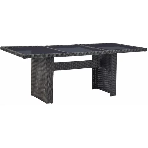  Vrtni blagovaonski stol crni 200x100x74 cm staklo i poliratan