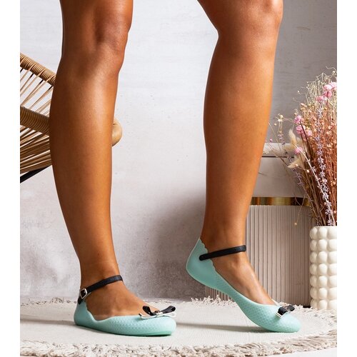 Gemre Women's blue rubber ballet flats with a bow and strap Cijene