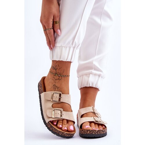 Kesi Women&amp;#039;s Slippers Cortina Beige on the cork sole Slike