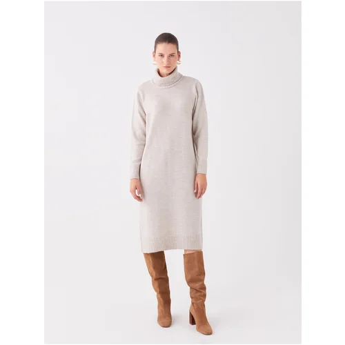 LC Waikiki Women's Turtleneck Straight Long Sleeve Oversized Knitwear Dress