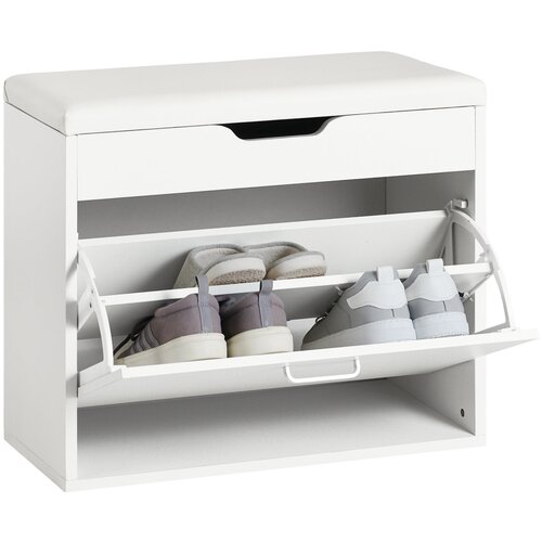 SoBuy klop za čevlje s sedežem v beli barvi v stilu minimalizma, (20814961) Slike