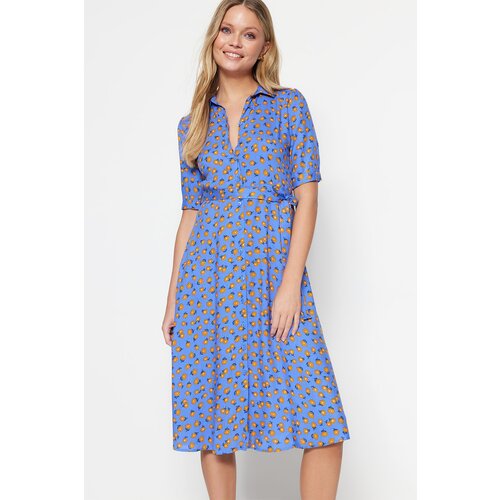 Trendyol Ženska obleka MultiColored BeltEd Shirt Dress Cene