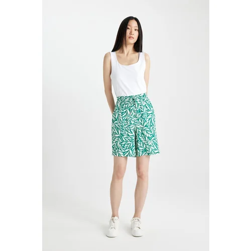 Defacto High Waist Patterned Wide Leg Viscose Shorts